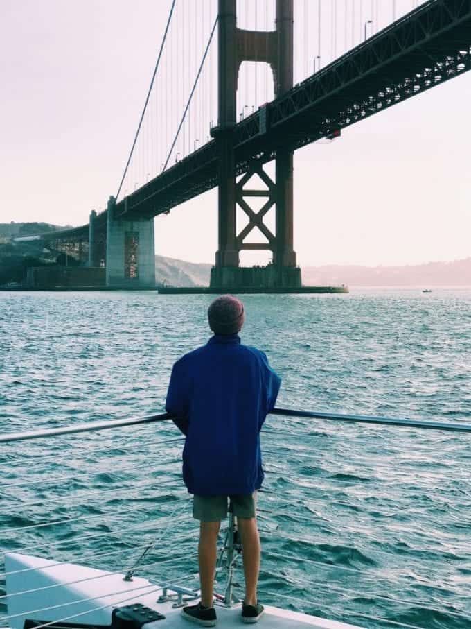 Sailing under the Golden Gate Bridge in San Francisco