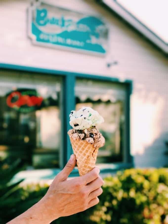 Grab and ice cream cone at Breakwater in Santa Barbara CA