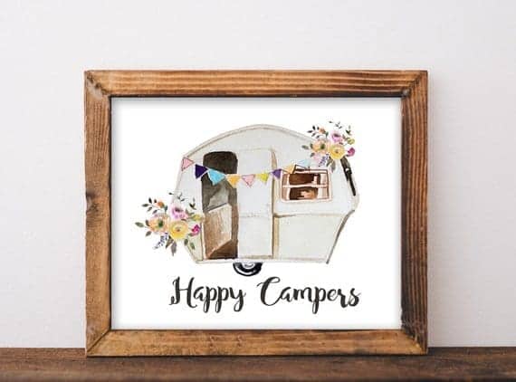Carson Happy Camper Brown Frame Home Decor 