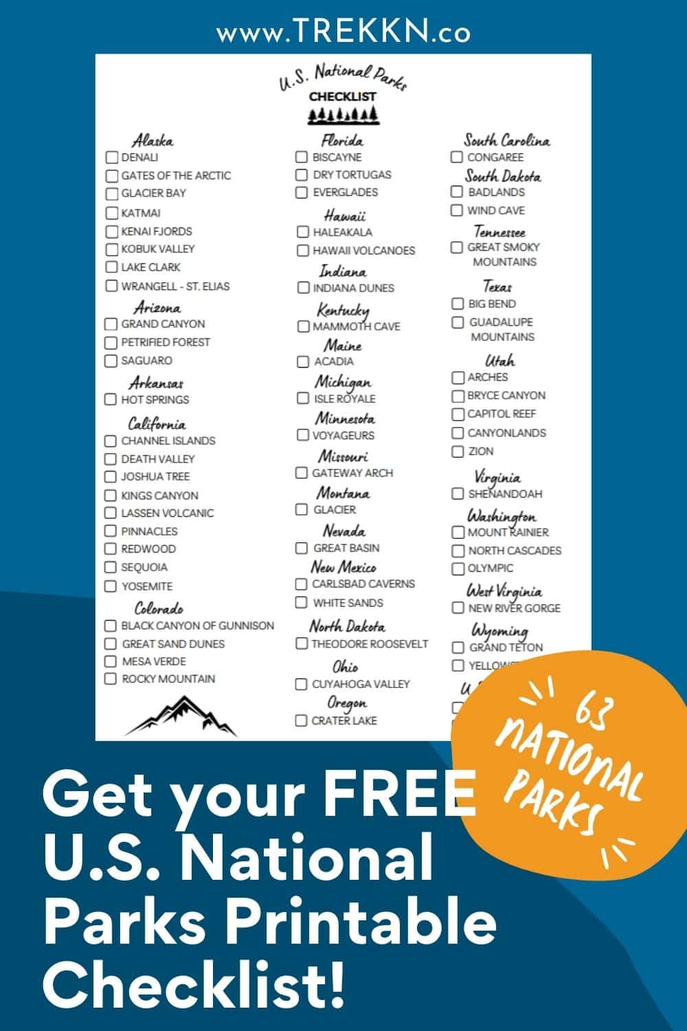 Your Printable List Of 63 National Parks In The Us Updated For 2021 