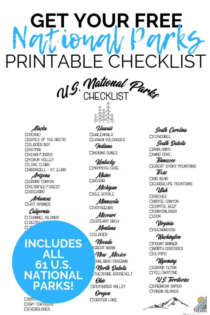 Free Printable List Of National Parks