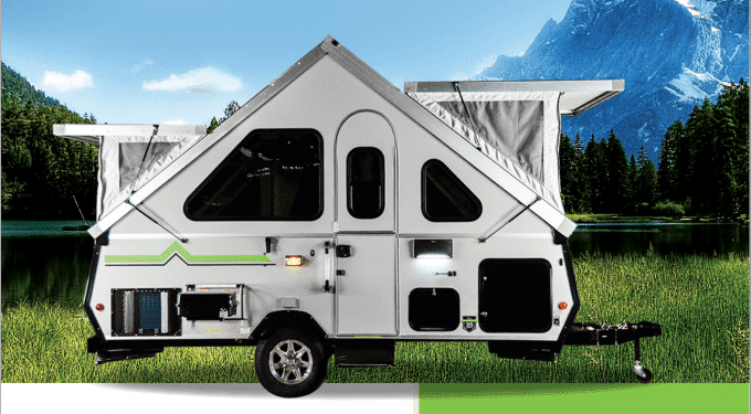 a frame travel trailer with bathroom