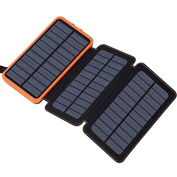 Solar Charger 24000mAh, FEELLE Solar Power Bank with 2 USB Ports Waterproof Portable