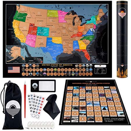 Scratch off Map of the United States + All US National Parks Scratch off Poster