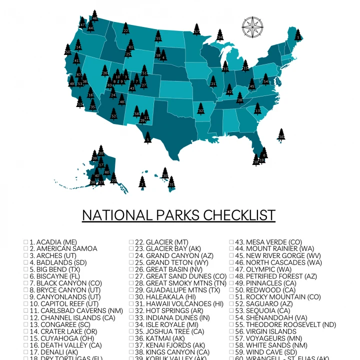 Your Printable U S National Parks Map With All 63 Parks 2021