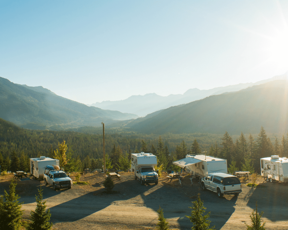 RVs parked in remote area