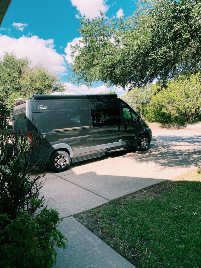 the campervan fits in the driveway perfectly
