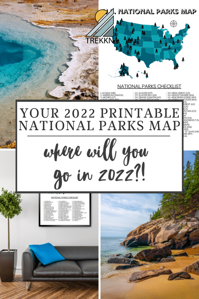 2022 U.S. National Parks Map Printable