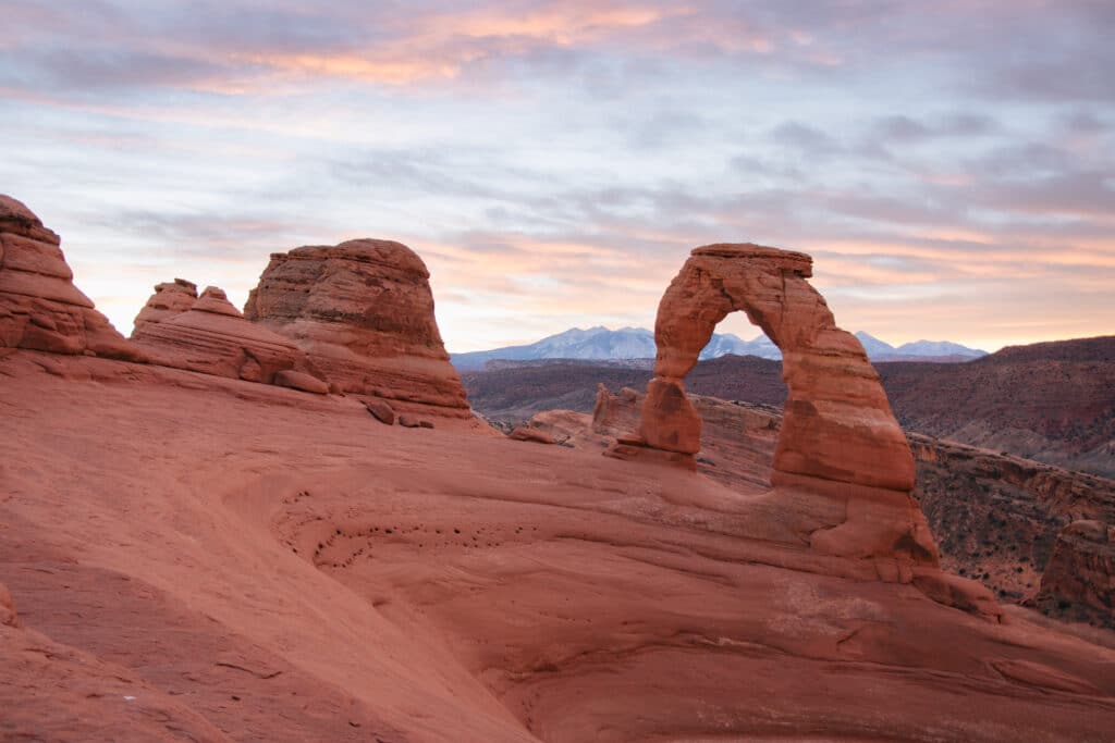 a view of delicate arch in arches national park