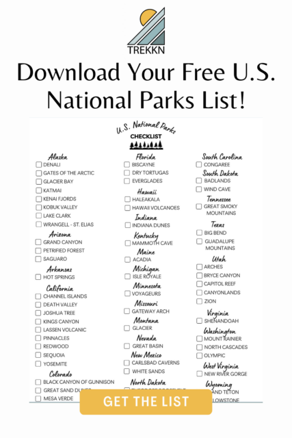 2023 Printable List of US National Parks