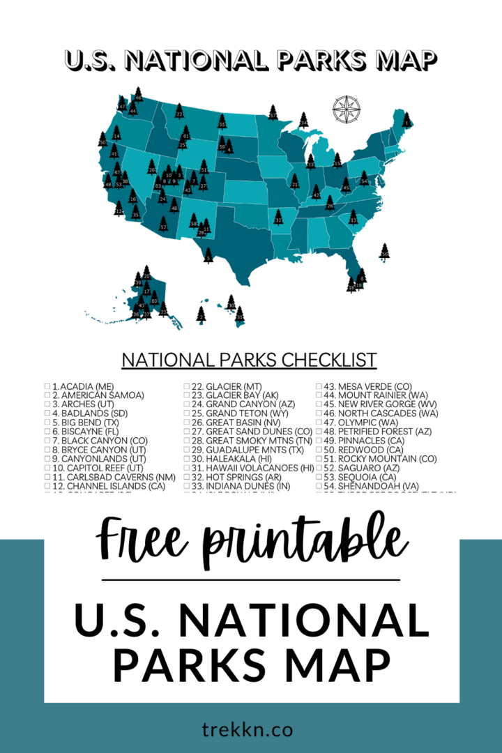 Your Printable U.S. National Parks Map with All 63 Parks (2023)