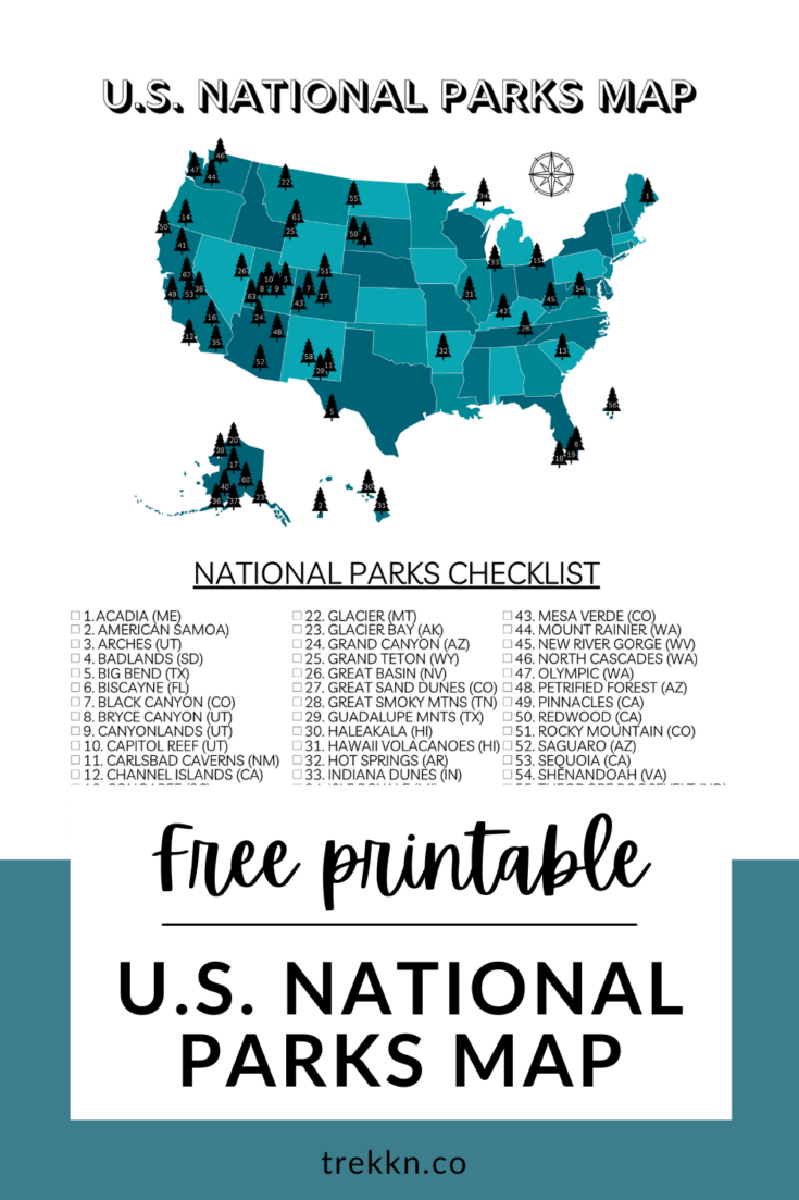 Your Printable Us National Parks Map With All 63 Parks 2023