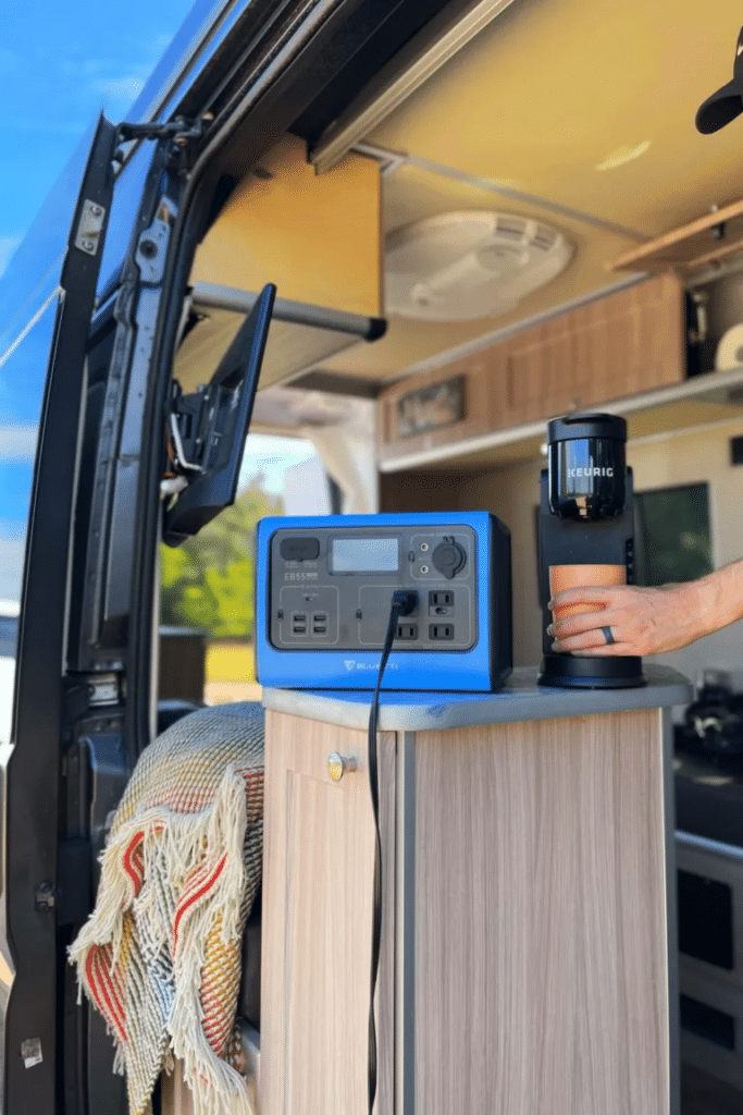 Bluetti portable power station and coffee maker