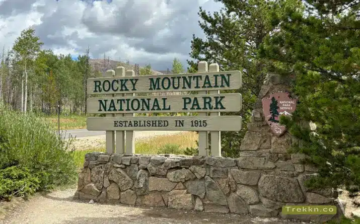 Entrance sign to Rocky Mountain National Park